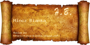 Hincz Bianka névjegykártya